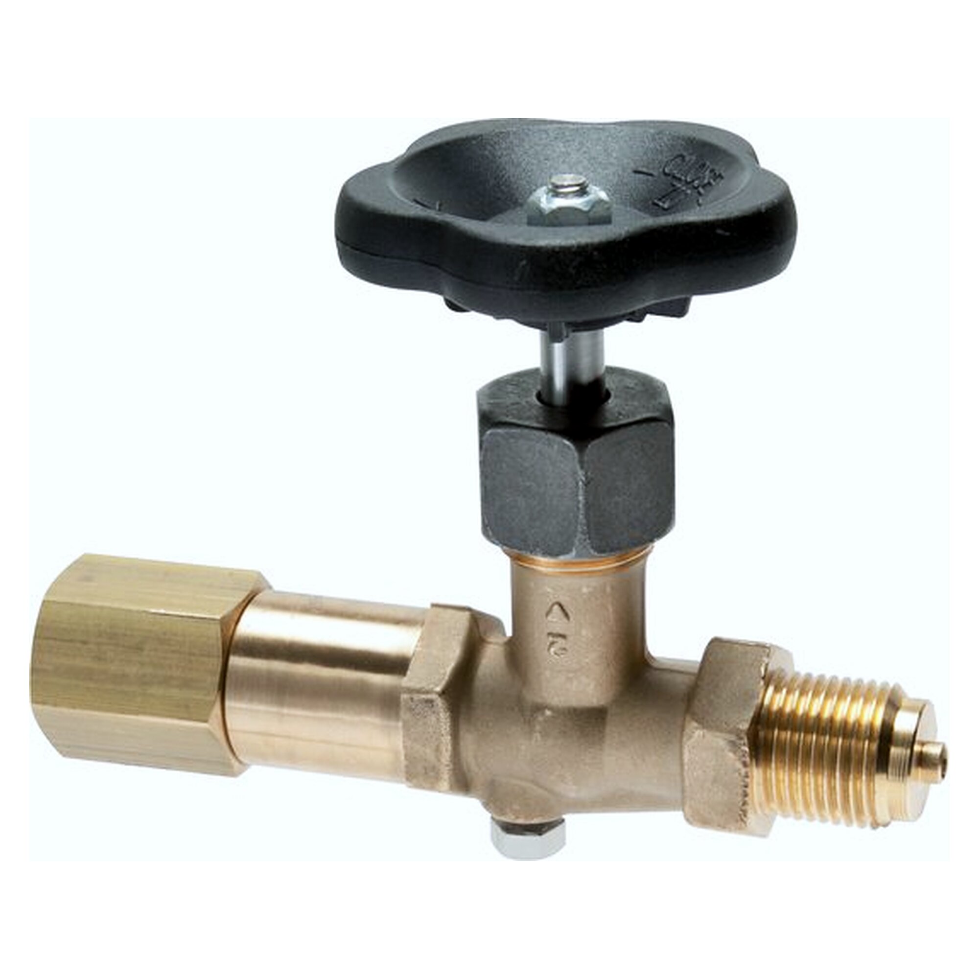 Gauge shut-off valve, G 1/2", 250 bar, brass, temperature range -10 to +120 °C, DIN 16270 B