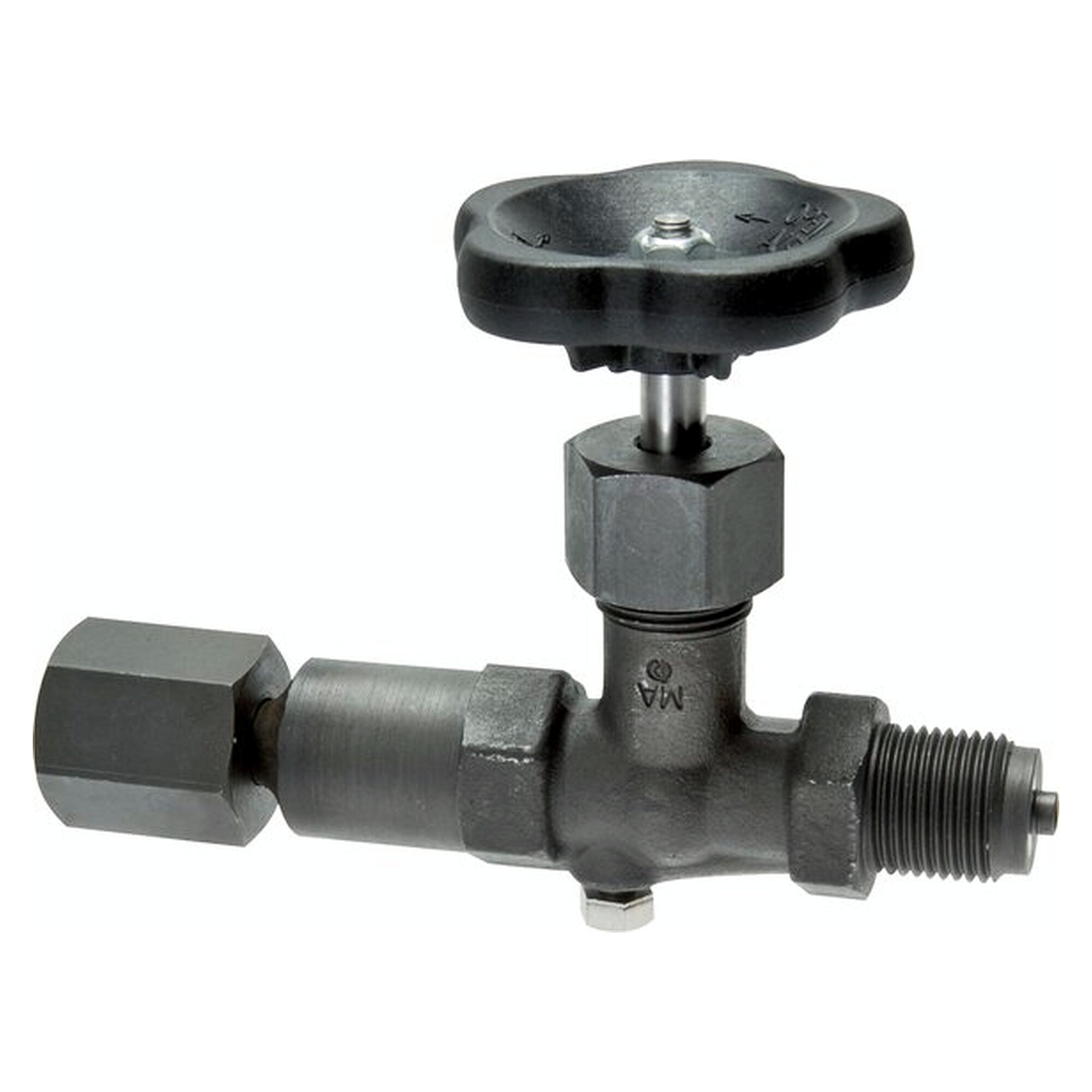 Gauge shut-off valve, G 1/2", 400 bar, steel, temperature range -10 to +120 °C, DIN 16270 B