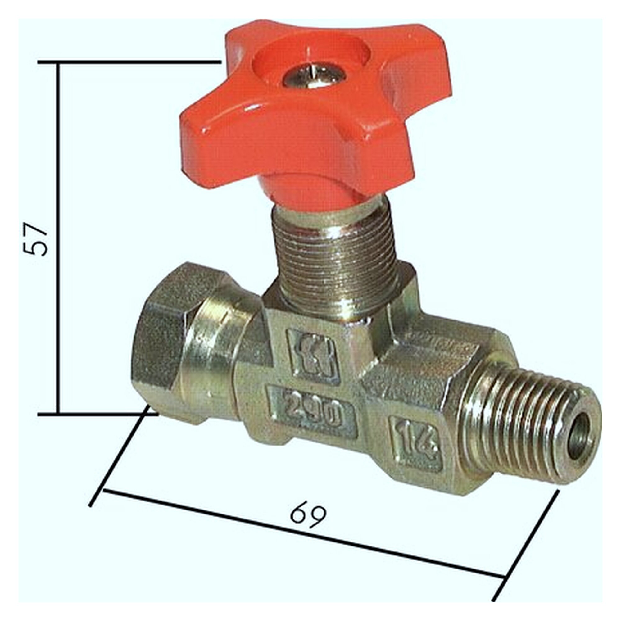 Gauge shut-off valve, G 1/4", zinc plated steel, temperature range -20 to +100 °C