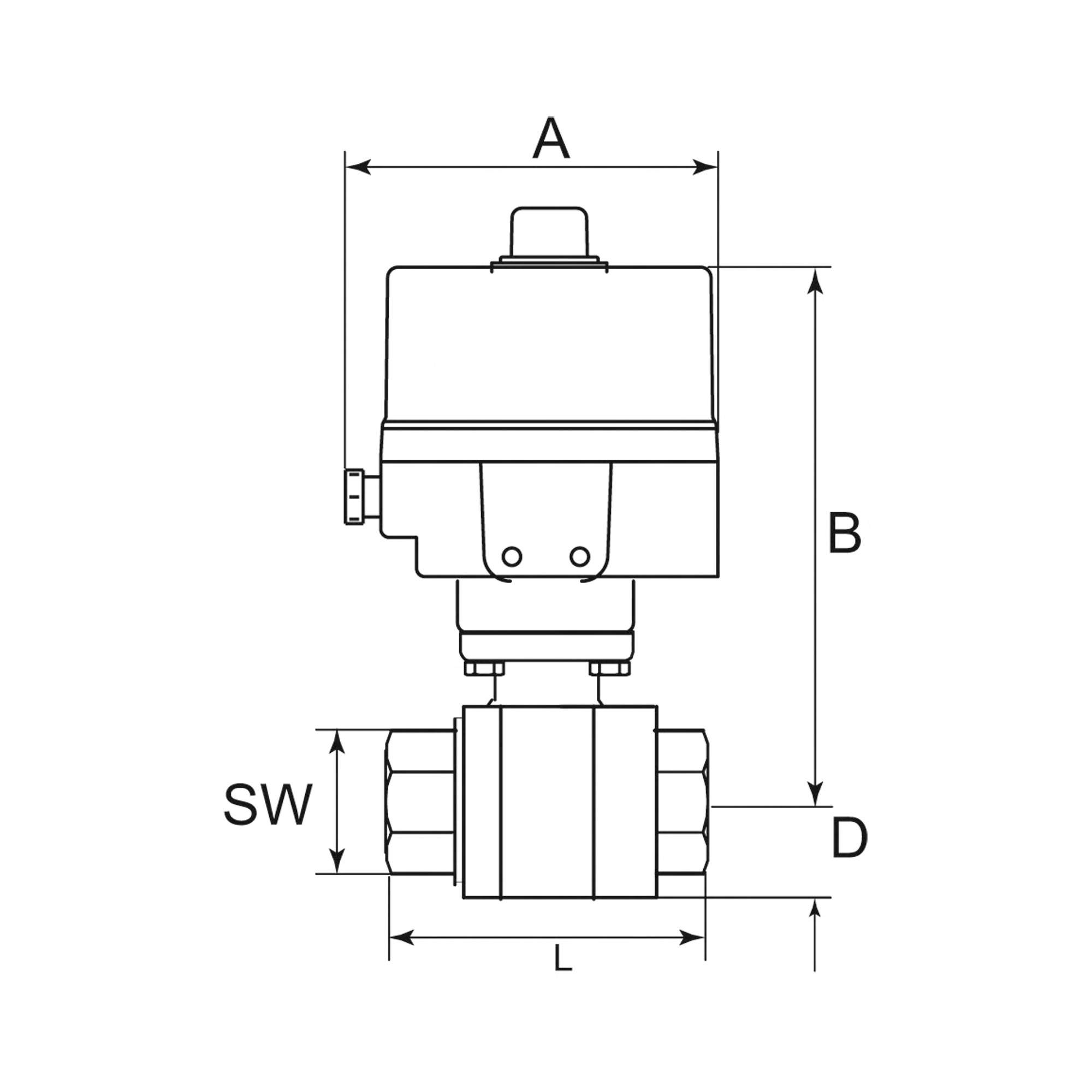 2-Wege-Messingkugelhahn, elektr. Stellantrieb, 24 V DC, Rp 2 - Riegler 103705
