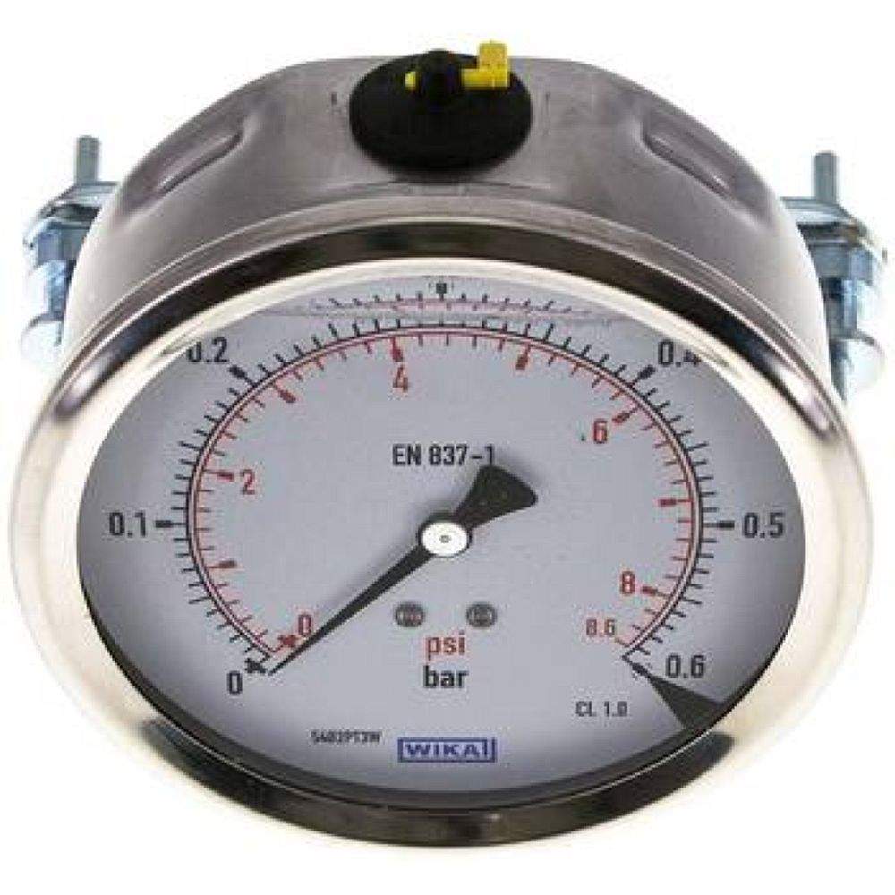 Wika MFRE 06100 GLY CR Glycerin-Einbaumanometer, 3kt-Frontring, 100mm, 0-0,6 bar
