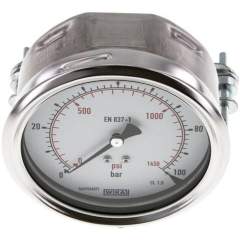 Wika MFRE 100100 CR Einbaumanometer, 3-kant-Frontring, 100mm, 0-100 bar