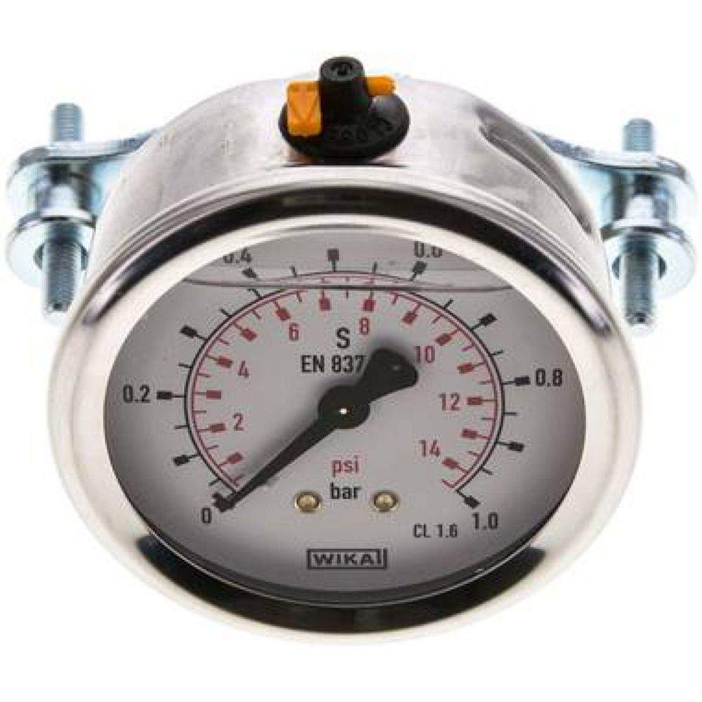 Wika MFRE 163 GLY CR Glycerin-Einbaumanometer, 3kt-Frontring, 63mm, 0-1 bar