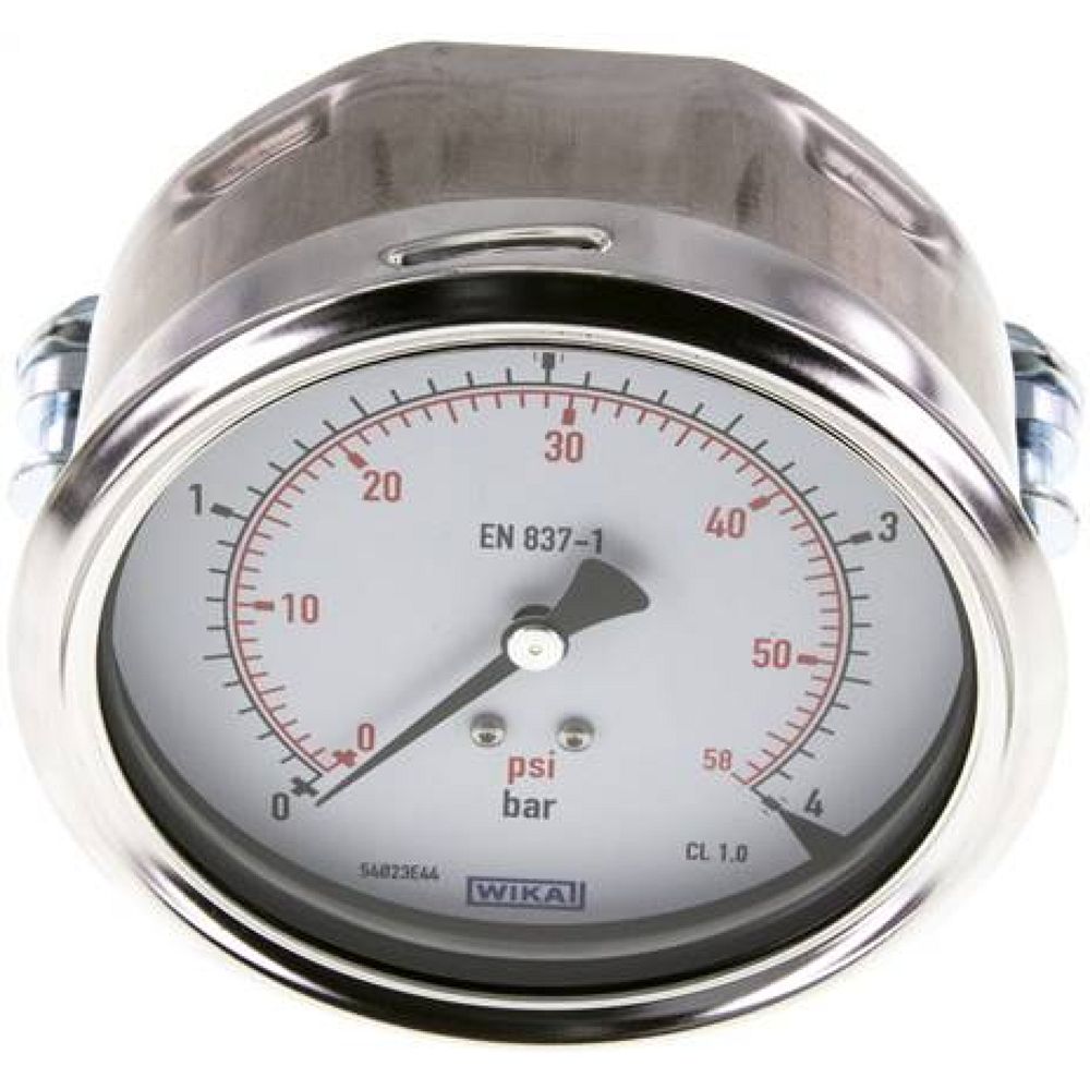 Wika MFRE 4100 CR Einbaumanometer, 3-kant-Frontring, 100mm, 0-4 bar
