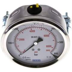 Wika MFRE 600100 GLY CR Glycerin-Einbaumanometer, 3kt-Frontring, 100mm, 0-600 bar
