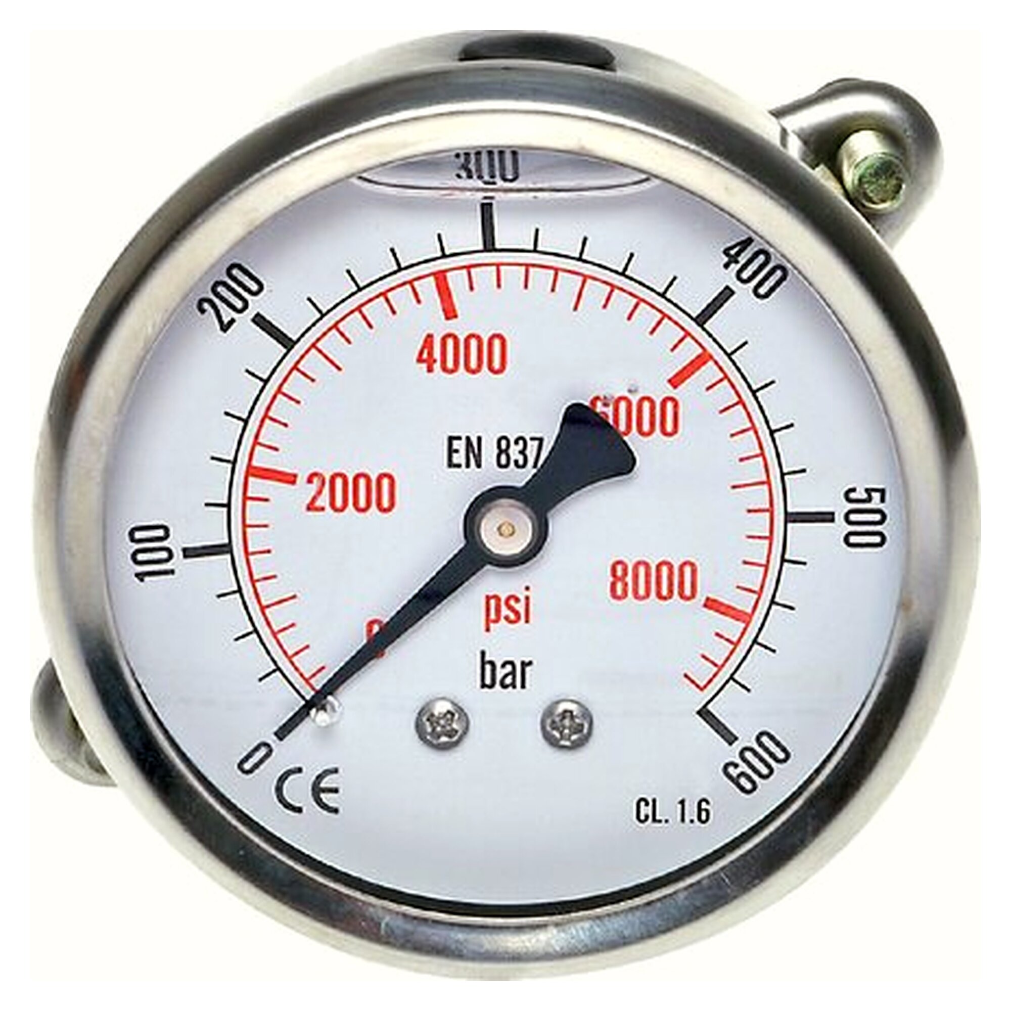 Glycerine filled panel mounting pressure gauge, G 1/4", 63 mm, -1 to 1.5 bar