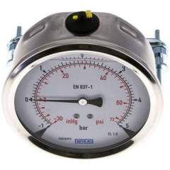 Wika MFRE -15100 GLY CR Glycerin-Einbaumanometer, 3kt-Frontring, 100mm, -1 bis 5 bar