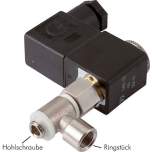 MHO-318-230V. Banjo bolt solenoid valve G 1/8"-G 1/8", 3/2-way (NO), 230V AC