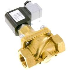 MO-2100-230V. 2/2-way brass solenoid valve G 1", 0 to 16 bar, open (NO) without power