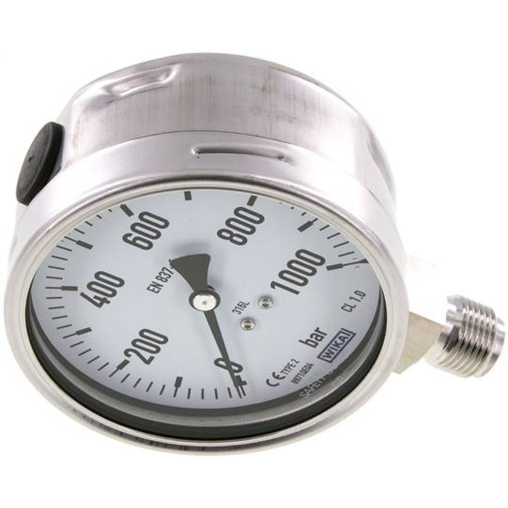 Wika MS 1000100 ES Chemie-Manometer senkrecht, 100mm, 0-1000 bar