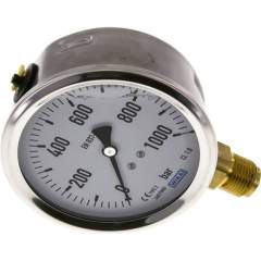 Wika MS 1000100 GLY CR Glycerin-Manometer senkrecht (CrNi/Ms),100mm, 0-1000 bar