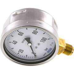 Wika MS 100100 CR Manometer senkrecht (CrNi/Ms), 100mm, 0-100 bar