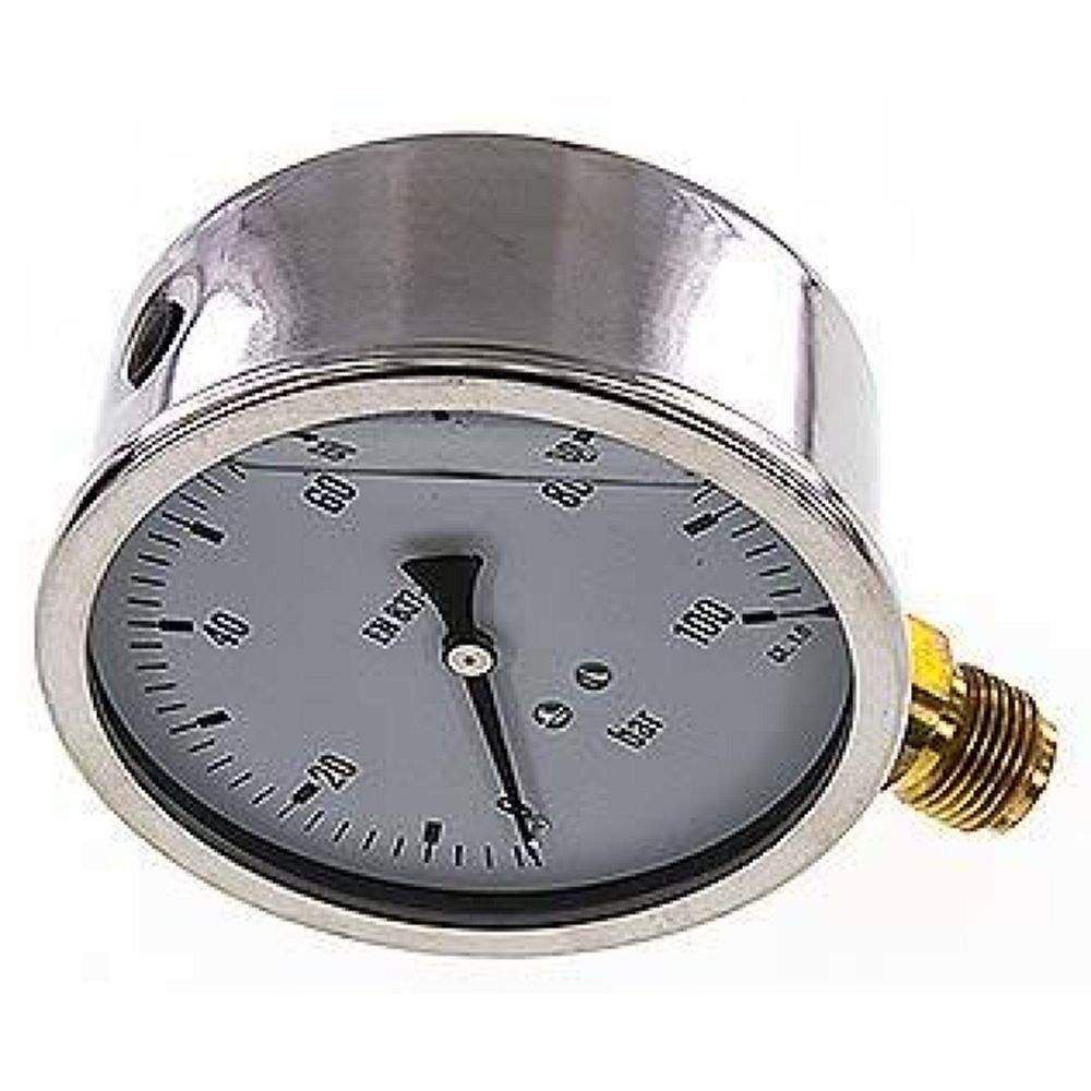 MS 100100 GLY CRE Glycerin-Manometer senkrecht (CrNi/Ms),100mm, 0-100 bar