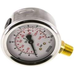 Wika MS 10063 GLY CR-NPT Glycerin-Manometer senkrecht (CrNi/Ms), 63mm, 0-100 bar