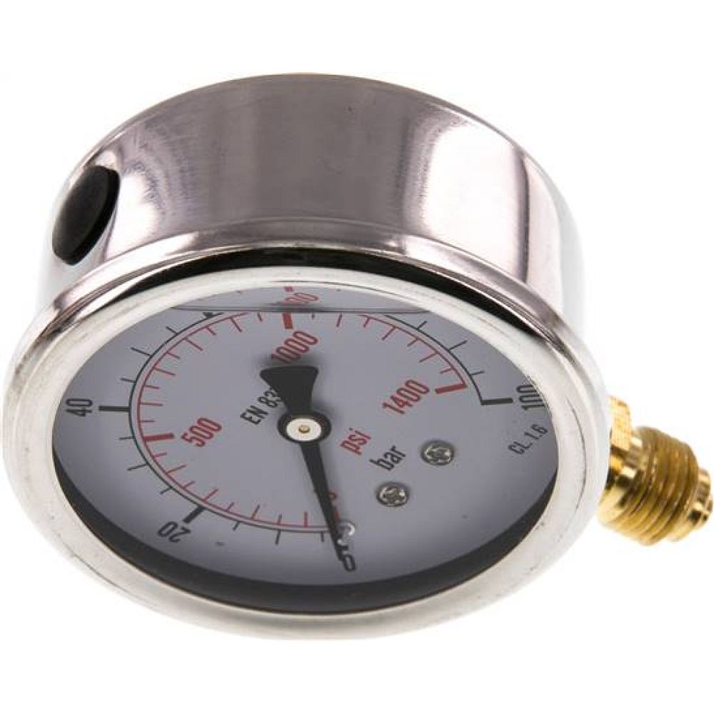 MS 10063 GLY CRE Glycerin-Manometer senkrecht (CrNi/Ms), 63mm, 0-100 bar