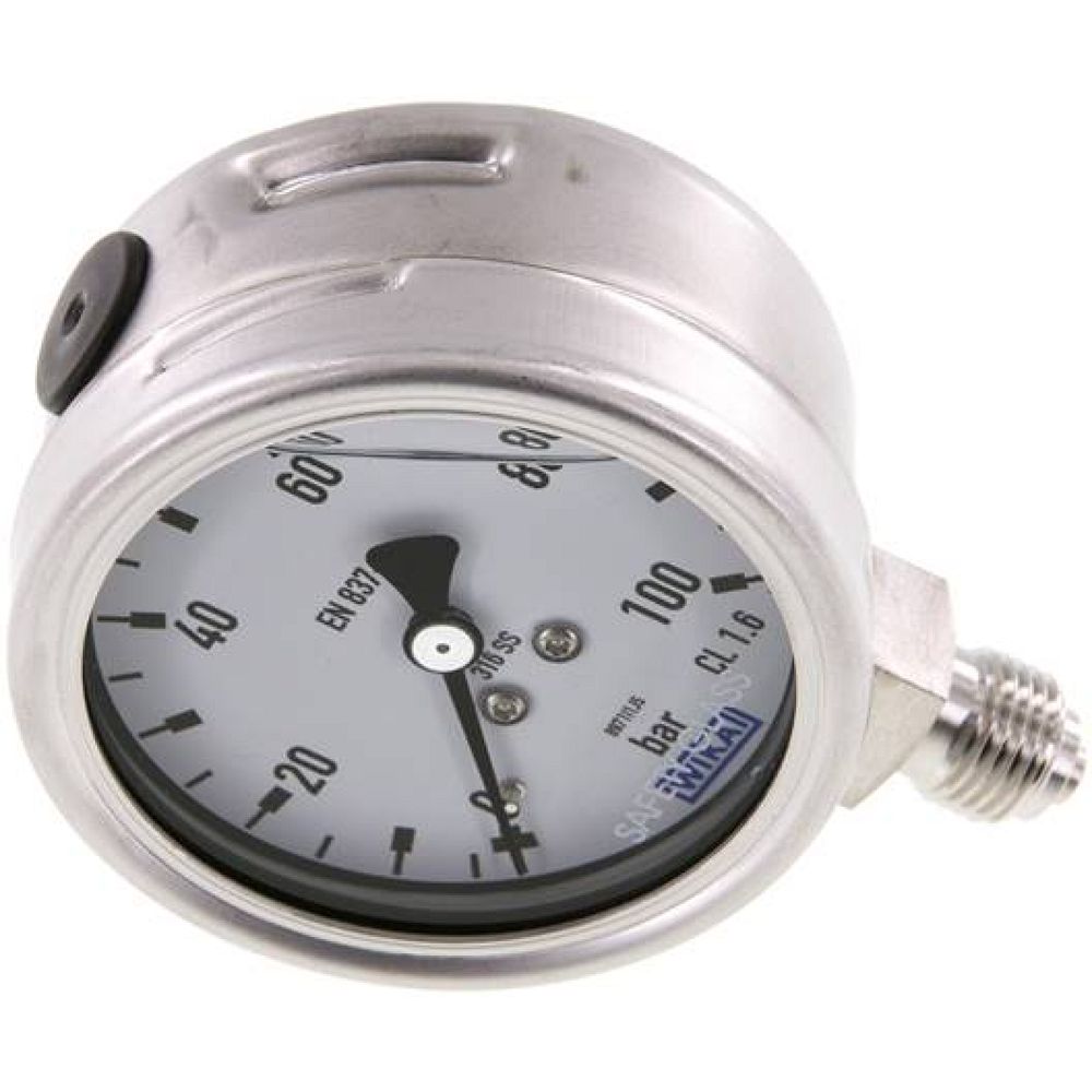 Wika MS 10063 GLY ES Chemie-Glycerin-Manometer senkrecht, 63mm, 0-100 bar