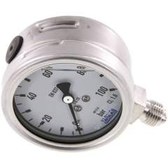 Wika MS 10063 GLY ES Chemie-Glycerin-Manometer senkrecht, 63mm, 0-100 bar