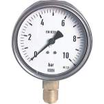 Wika MS -115100 CR Manometer senkrecht (CrNi/Ms), 100mm, -1 bis 15 bar