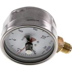 Wika MS 10100 CR-SZ Manometer senkrecht (CrNi/Ms), 100mm, 0-10 bar