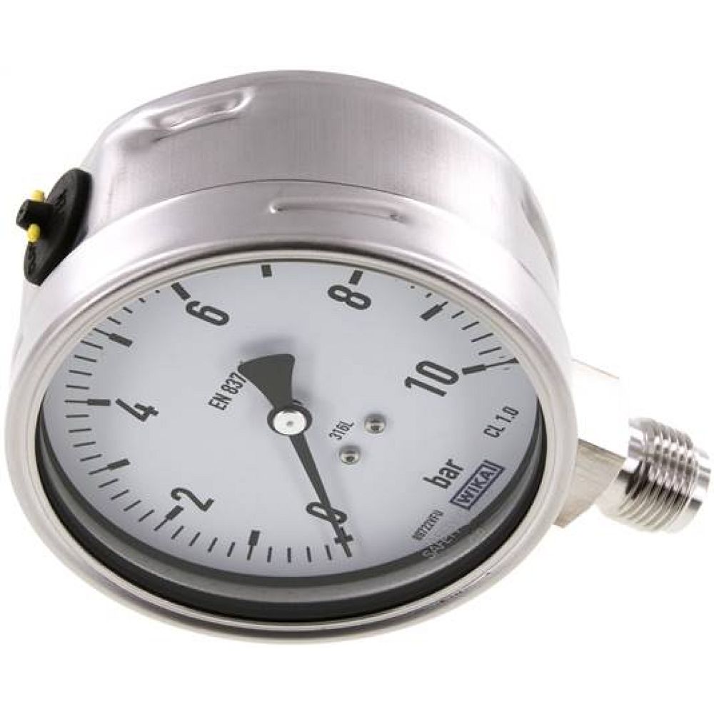 Wika MS 10100 ES Chemie-Manometer senkrecht, 100mm, 0-10 bar