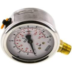 Wika MS 1063 GLY CR-NPT Glycerin-Manometer senkrecht (CrNi/Ms), 63mm, 0-10 bar