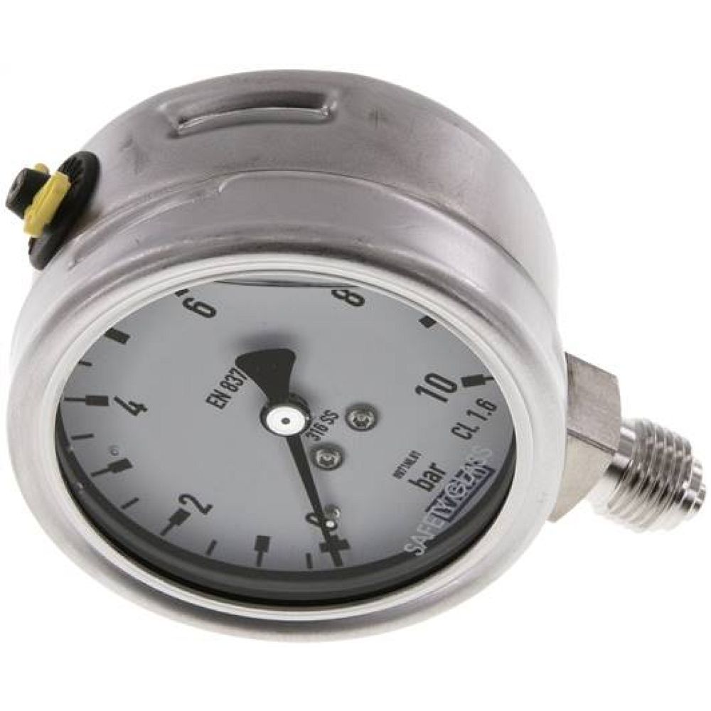 Wika MS 1063 GLY ES Chemie-Glycerin-Manometer senkrecht, 63mm, 0-10 bar