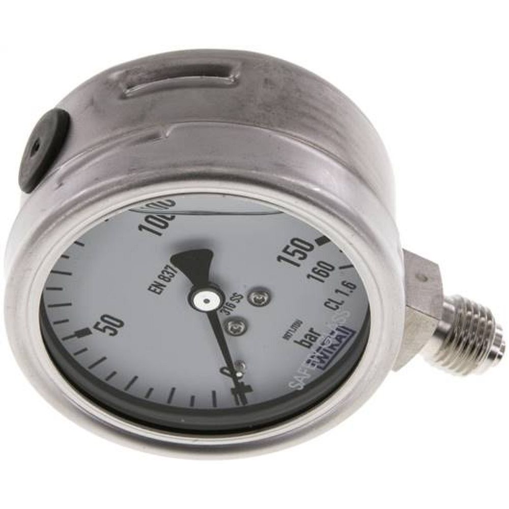 Wika MS 16063 GLY ES Chemie-Glycerin-Manometer senkrecht, 63mm, 0-160 bar