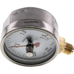 Wika MS 1,6100 CR-SZ Manometer senkrecht (CrNi/Ms), 100mm, 0-1,6 bar