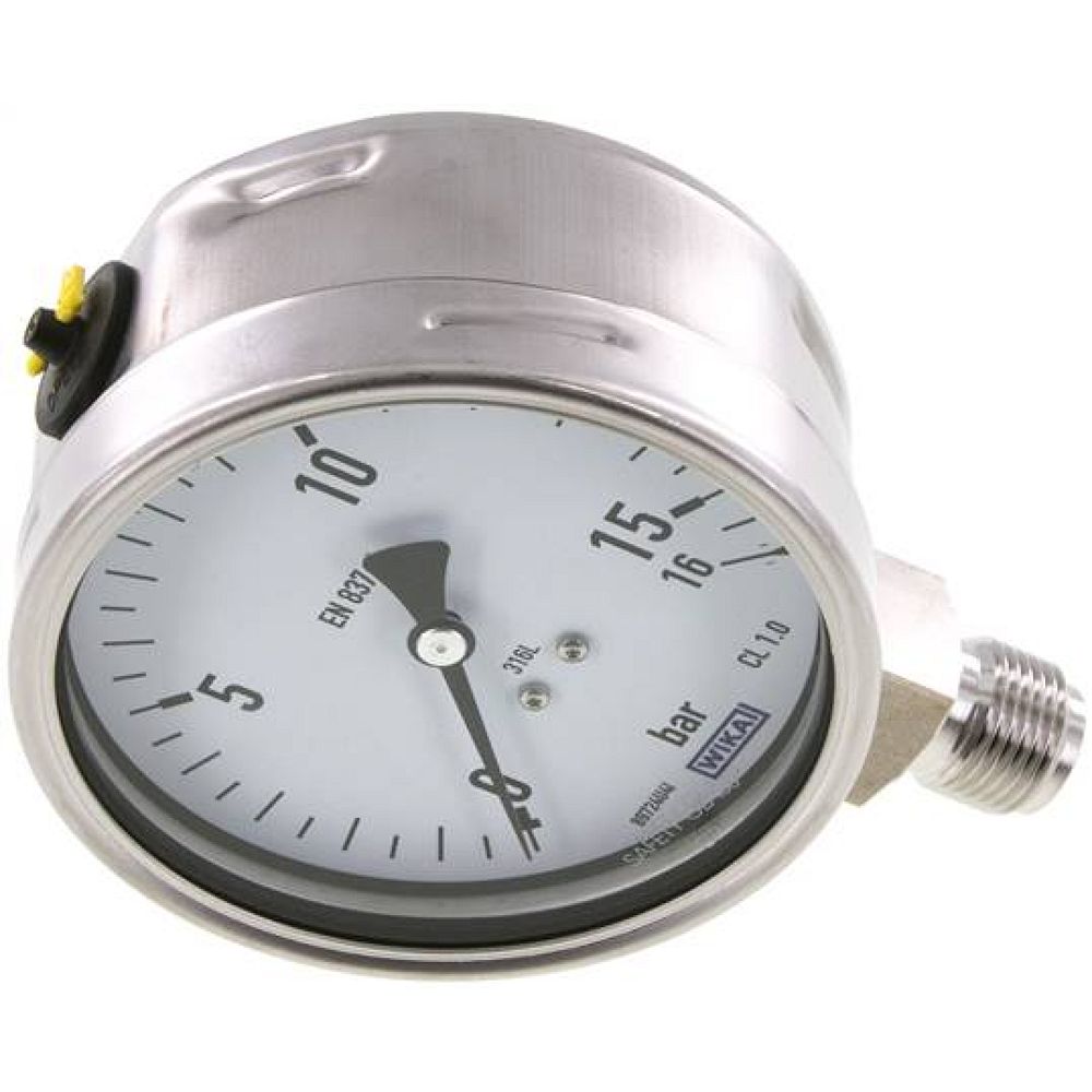 Wika MS 16100 ES Chemie-Manometer senkrecht, 100mm, 0-16 bar