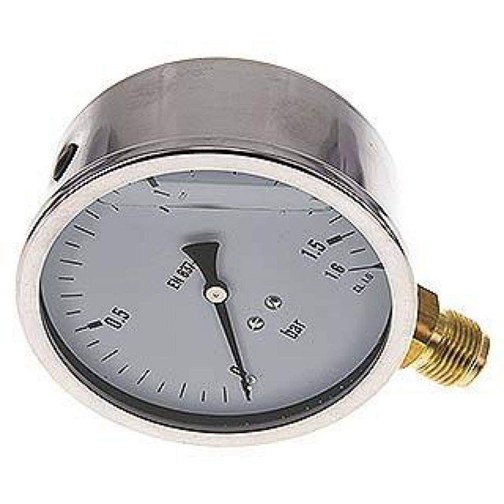 MS 1,6100 GLY CRE Glycerin-Manometer senkrecht (CrNi/Ms),100mm, 0-1,6 bar
