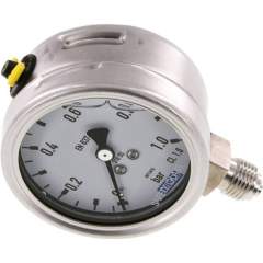Wika MS 163 GLY ES Chemie-Glycerin-Manometer senkrecht, 63mm, 0-1 bar