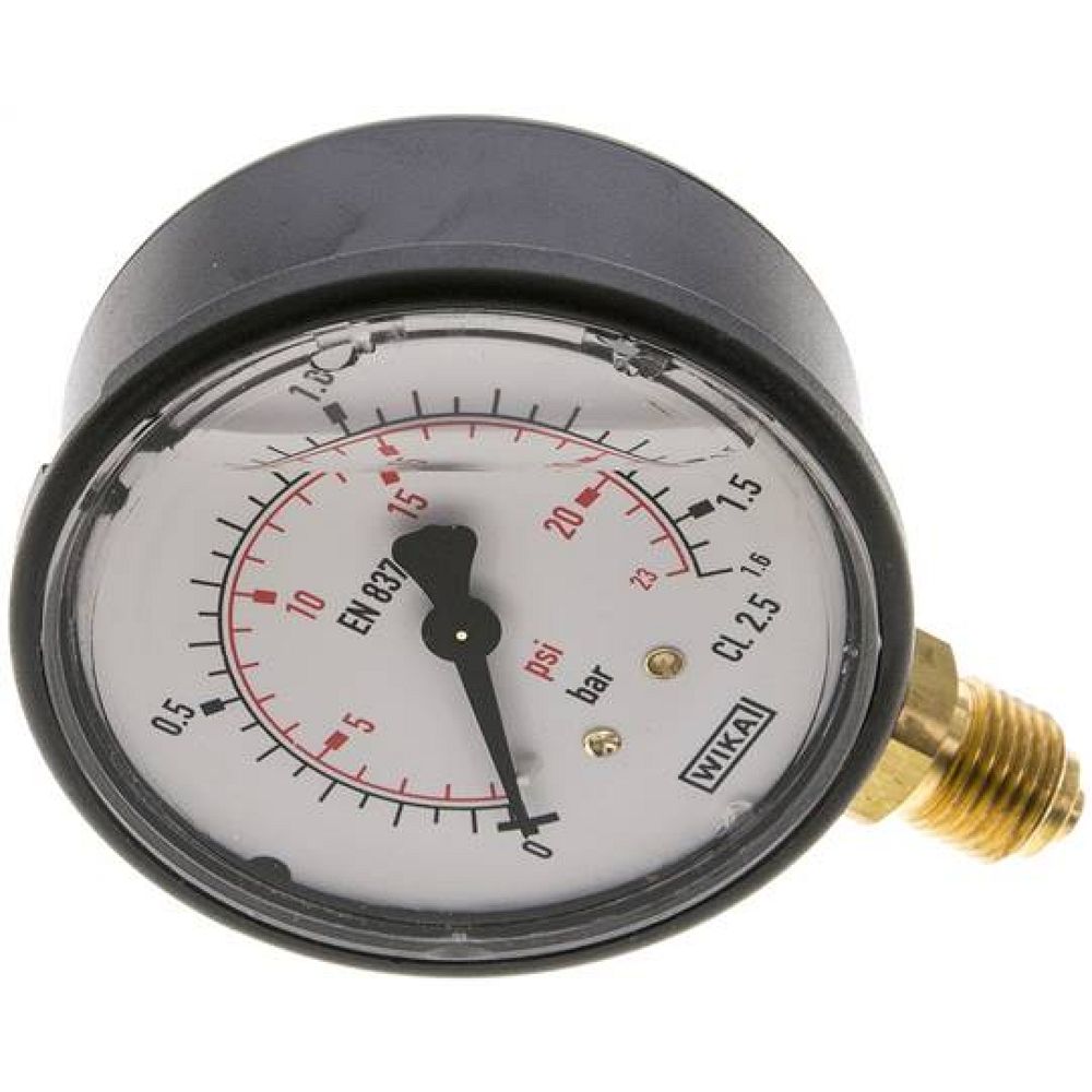 Wika MS 1,663 GLY Glycerin-Manometer senkrecht (KU/Ms), 63mm, 0-1,6 bar