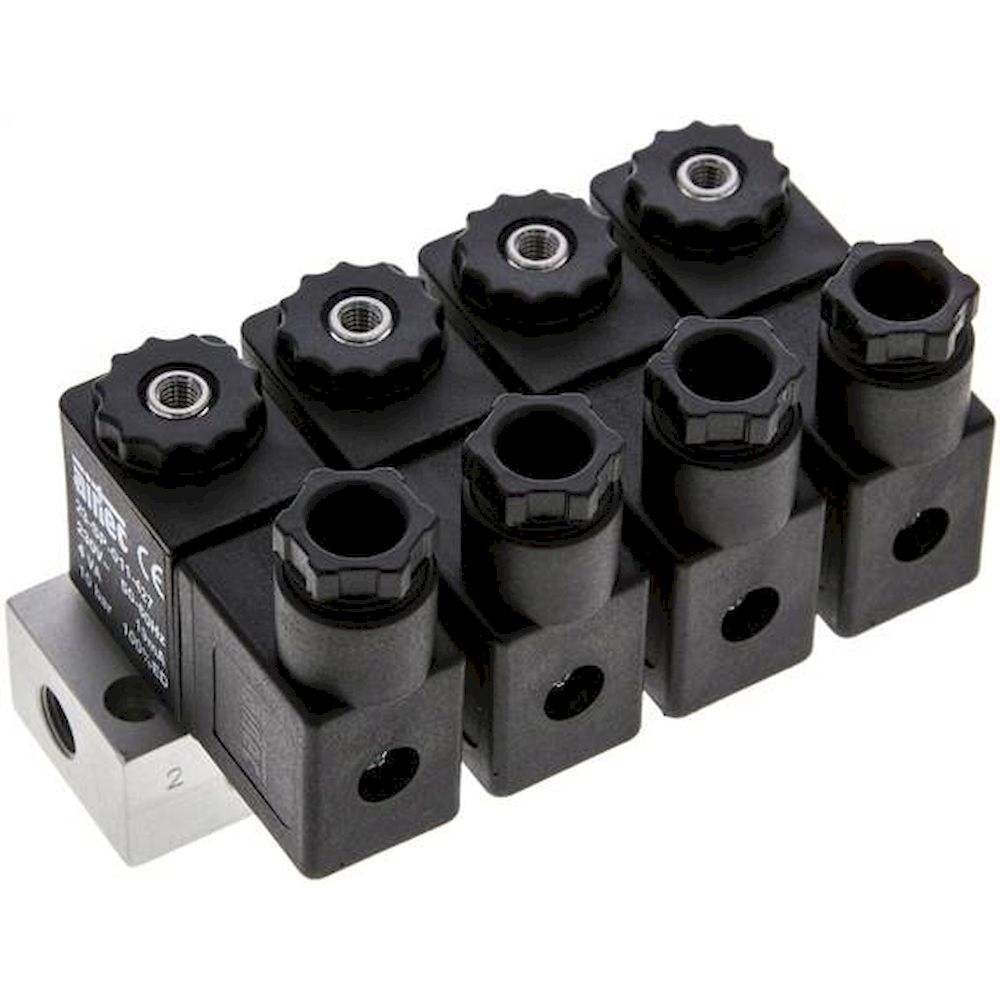 Airtec MS 18310/4HN230V. 3/2-Wege Magnetventil, G 1/8", geschlossen (NC), 4-fach, 230 V AC