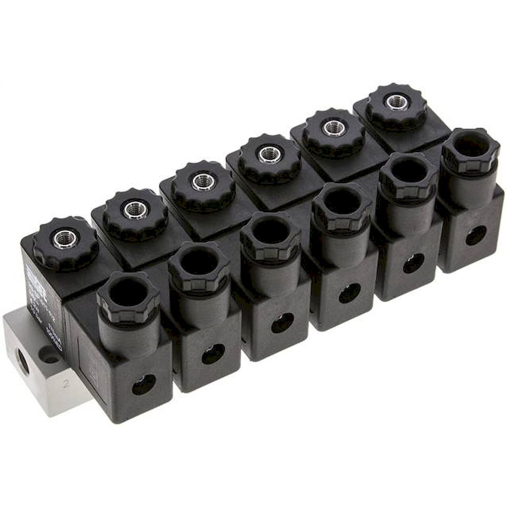 Airtec MS-18310/6HN24V. 3/2-way solenoid valve, G 1/8", closed (NC), 6-way, 24V DC