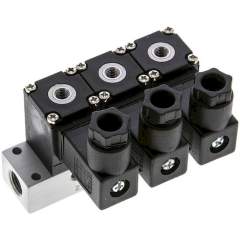 Airtec MS 20310/3HN24V=. 3/2-Wege Magnetventil, M 5, geschlossen (NC), 3-fach, 24 V DC