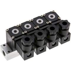 Airtec MS 20310/4HN12V=. 3/2-Wege Magnetventil, M 5, geschlossen (NC), 4-fach, 12 V DC