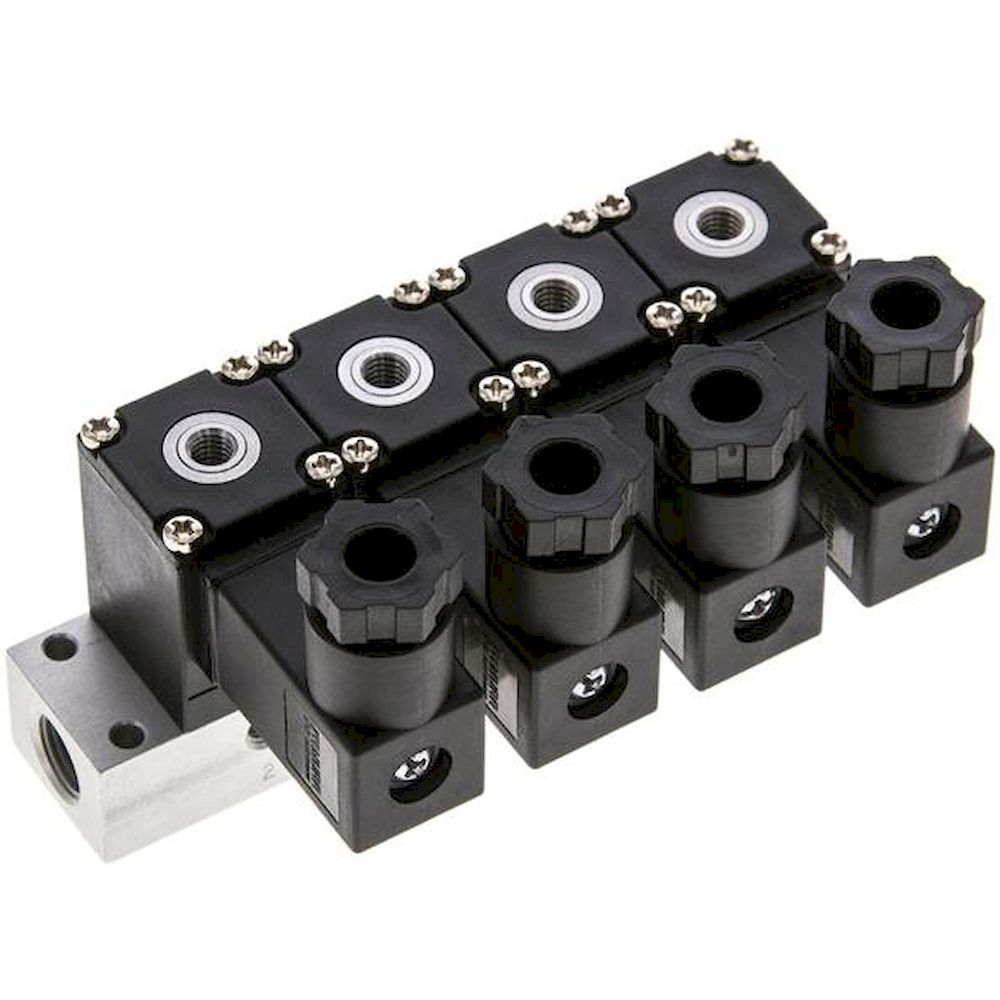 Airtec MS-20310/4HN24V. 3/2-way solenoid valve, M 5, closed (NC), 4-way, 24V DC