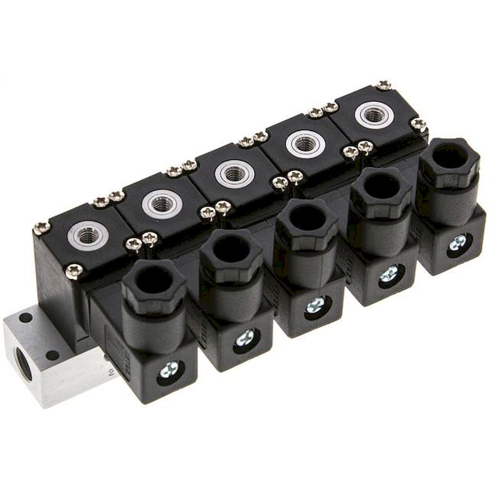 Airtec MS-20310/5HN24V. 3/2-way solenoid valve, M 5, closed (NC), 5-way, 24V DC