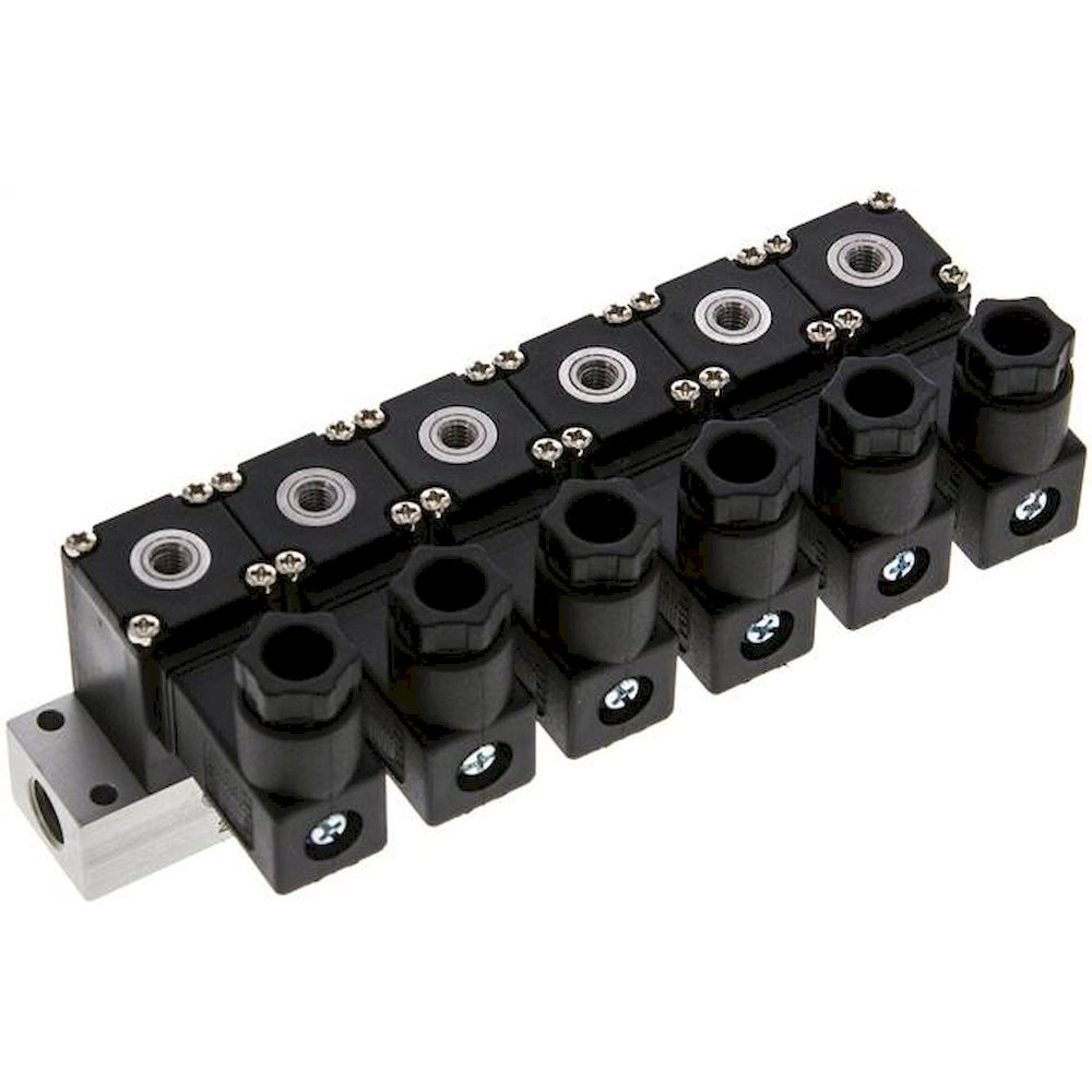 Airtec MS-20310/6HN12V. 3/2-way solenoid valve, M 5, closed (NC), 6-way, 12V DC