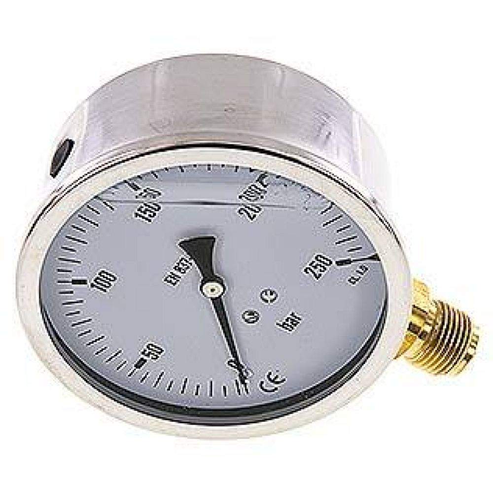 MS 250100 GLY CRE Glycerin-Manometer senkrecht (CrNi/Ms),100mm, 0-250 bar