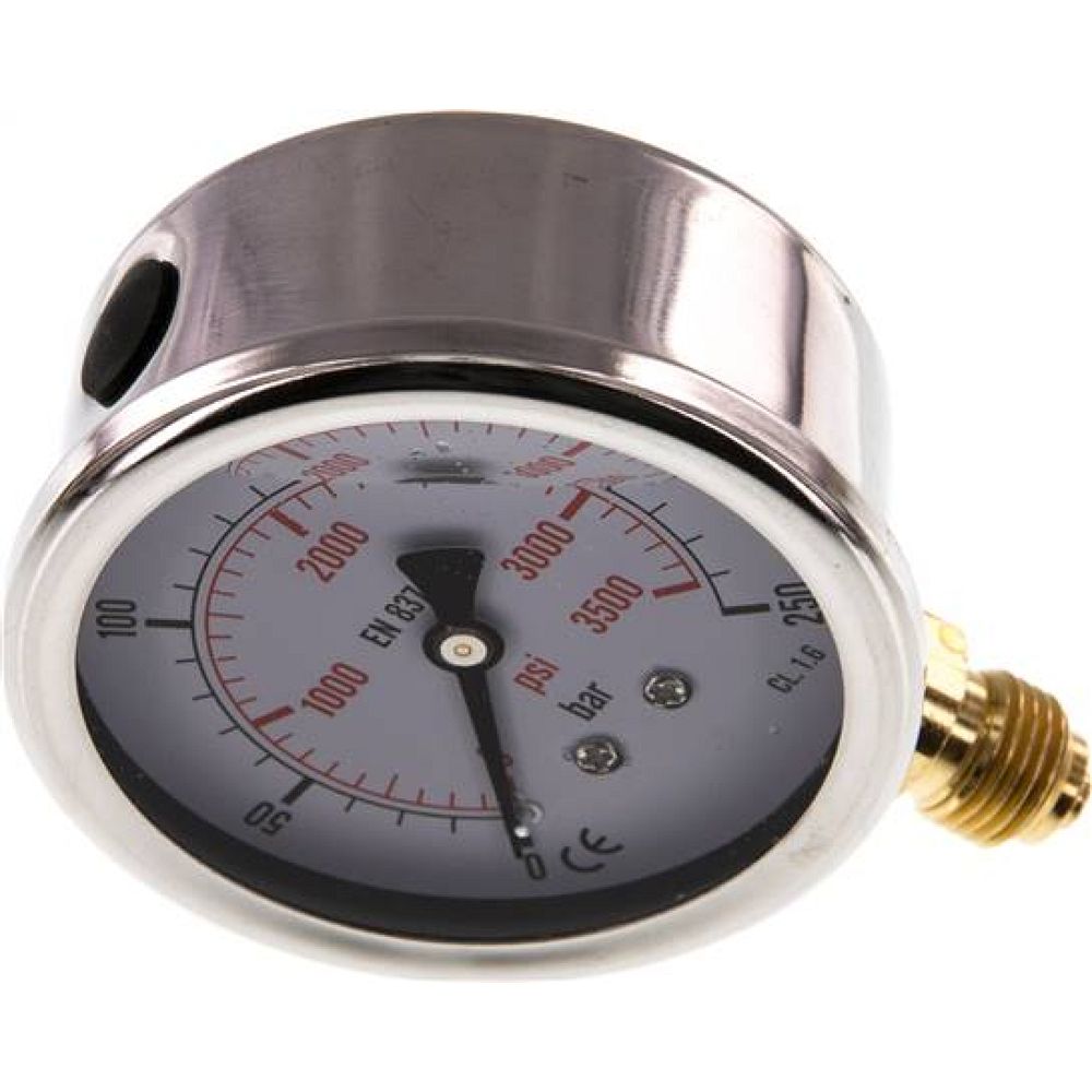 MS 25063 GLY CRE Glycerin-Manometer senkrecht (CrNi/Ms), 63mm, 0-250 bar