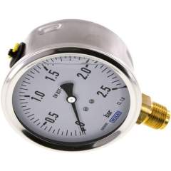 Wika MS 2,5100 GLY CR Glycerin-Manometer senkrecht (CrNi/Ms),100mm, 0-2,5 bar