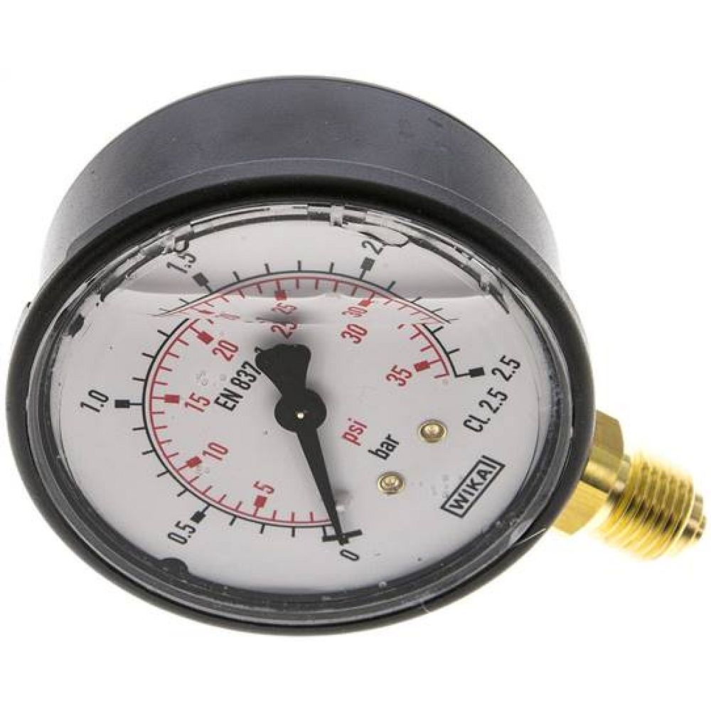 Wika MS 2,563 GLY Glycerin-Manometer senkrecht (KU/Ms), 63mm, 0-2,5 bar