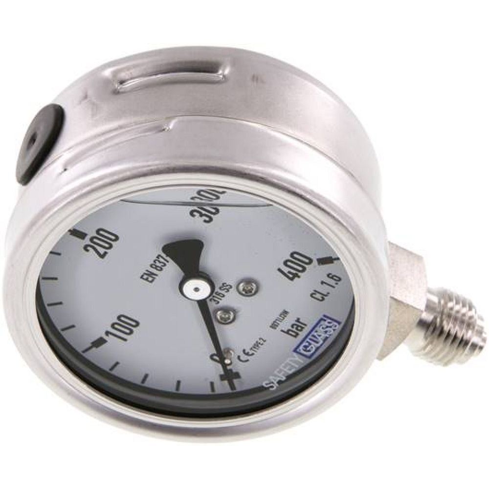 Wika MS 40063 GLY ES Chemie-Glycerin-Manometer senkrecht, 63mm, 0-400 bar