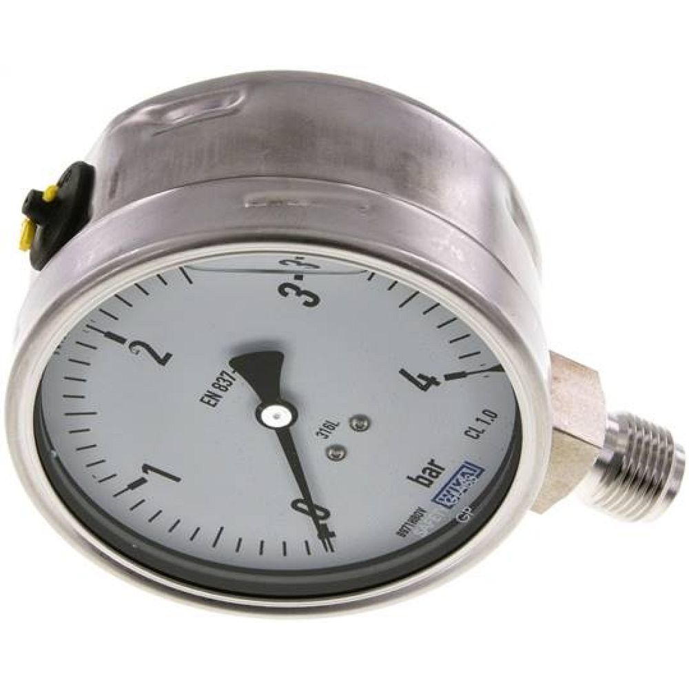 Wika MS 4100 GLY ES Chemie-Glycerin-Manometer senkrecht,100mm, 0-4 bar