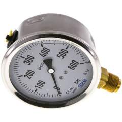 Wika MS 600100 GLY CR Glycerin-Manometer senkrecht (CrNi/Ms),100mm, 0-600 bar
