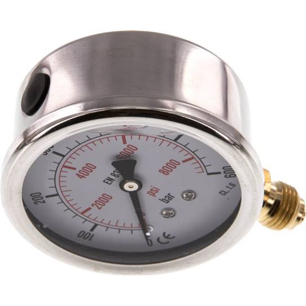 MS 60063 GLY CRE Glycerin-Manometer senkrecht (CrNi/Ms), 63mm, 0-600 bar