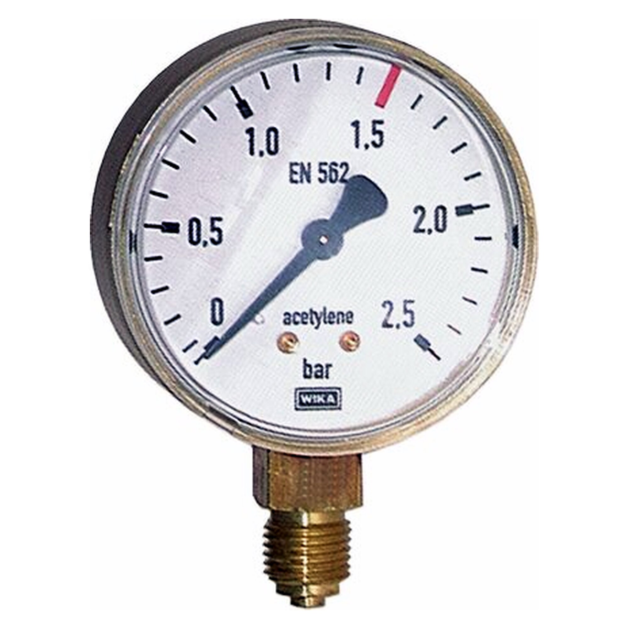 Pressure gauge, G 1/4", 63 mm, 0 - 40 bar, accuracy class 2.5, protection IP 42, Acetylen (C2H2)