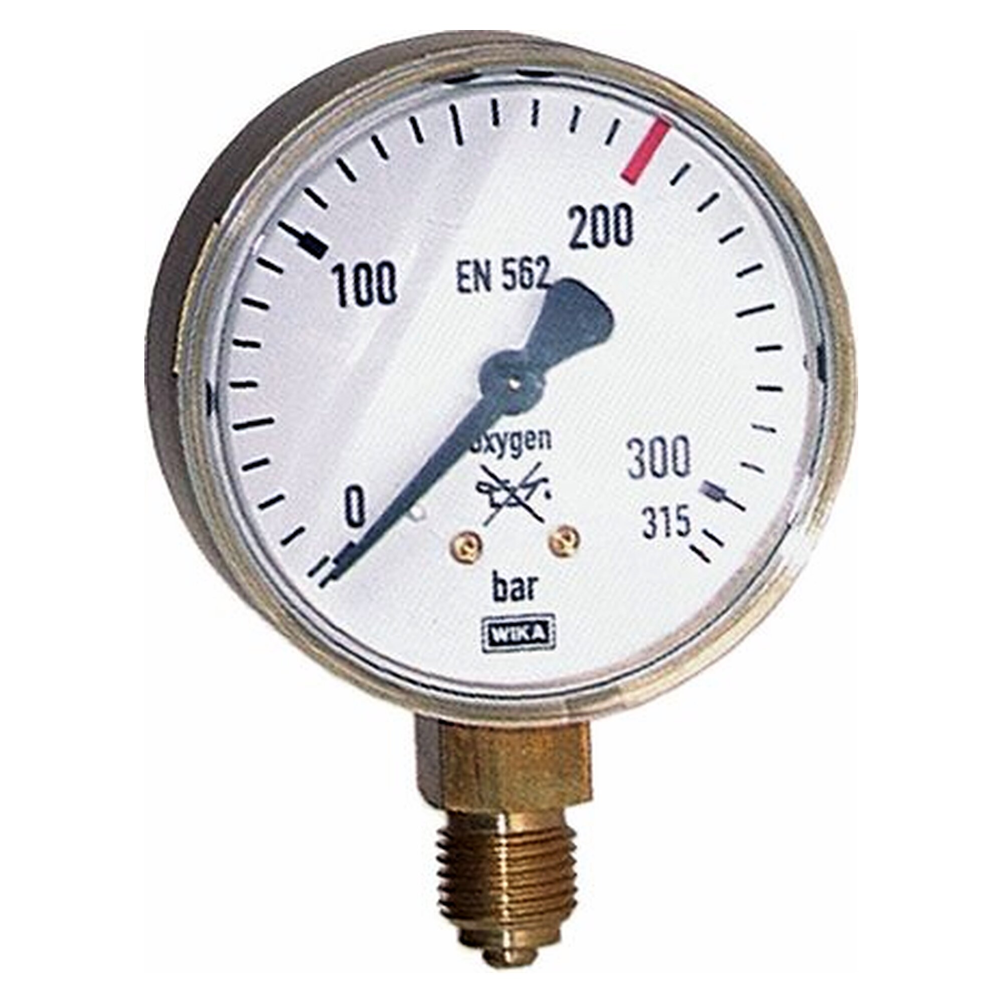 Pressure gauge, G 1/4", 63 mm, 0 - 400 bar, accuracy class 2.5, protection IP 42, Sauerstoff (O2)