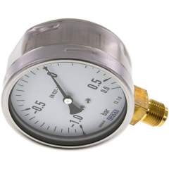 Wika MS -106100 CR Manometer senkrecht (CrNi/Ms), 100mm, -1 bis 0,6 bar